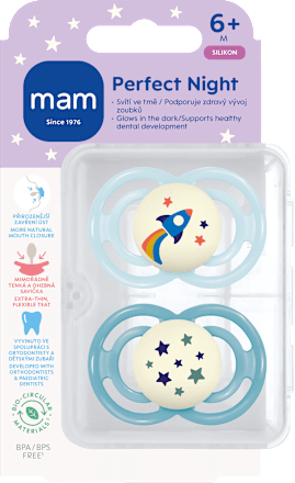 dudlík Perfect night 6+m, světle modrá/tyrkysová mam