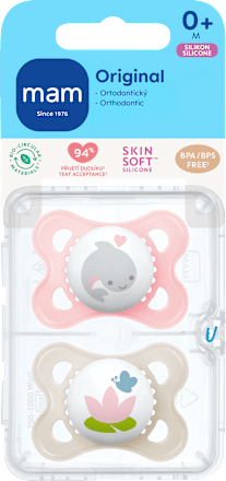 dudlík Original 0+m růžový/šedý mam