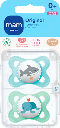 dudlík Original 0+m, modrý/zelený mam
