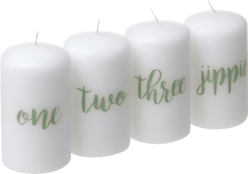 Stumpenkerze Jippie weiß Dekorieren & Einrichten