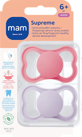 dudlík Supreme 6+m, růžový/fialový mam