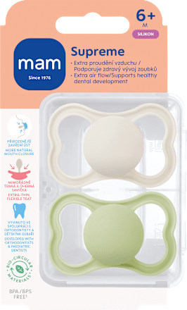 dudlík Supreme 6+m, béžový/zelený mam