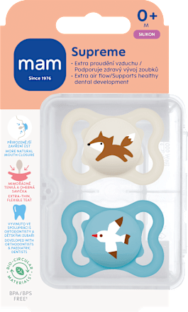 dudlík Supreme 0+m, šedý/tyrkysový mam