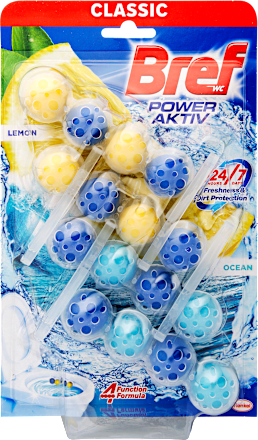 Power Aktiv osvježivač za WC školjku – Limun, 4 x 50 g Bref