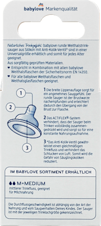 Széles nyakú etetőcumi, kerek, M lyukméret, születéstől kezdve babylove