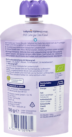 Piure de zmeură,afine, măr și griș babylove