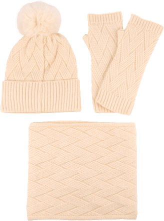 Poklon-paket kapa, šal i rukavice – bež toplo & meko