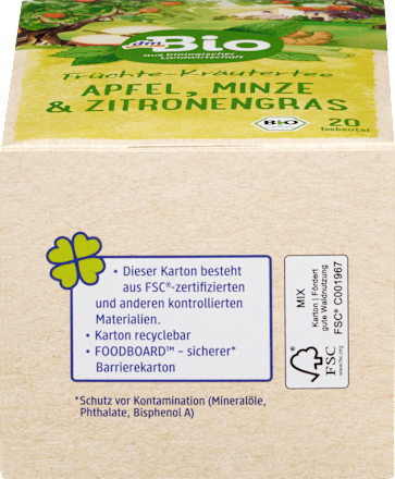 bio bylinný čaj máta, jablko a citronová tráva 20x2 g dmBio