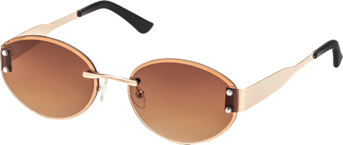 Sonnenbrille Erwachsene, randlos mit goldenen Bügeln & ovalen braun getönten Gläsern SUNDANCE