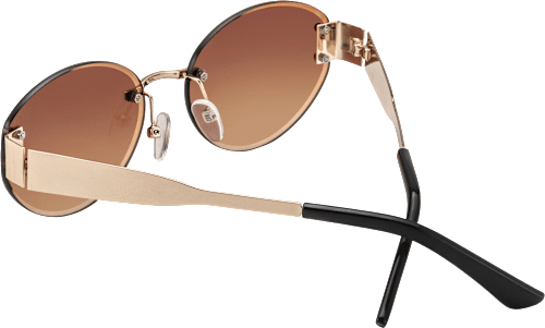 Sonnenbrille Erwachsene, randlos mit goldenen Bügeln & ovalen braun getönten Gläsern SUNDANCE