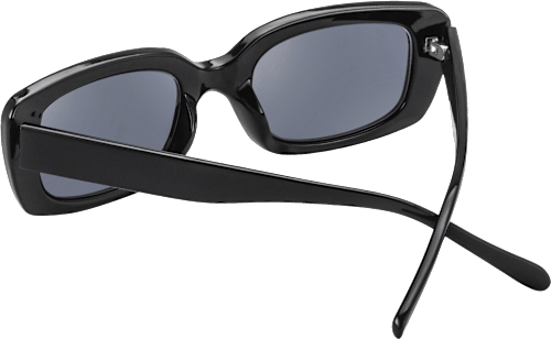 Sonnenbrille Erwachsene, schwarzes, ovales Gestell mit schwarz getönten Gläsern SUNDANCE