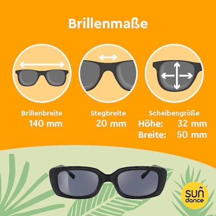Sonnenbrille Erwachsene, schwarzes, ovales Gestell mit schwarz getönten Gläsern SUNDANCE