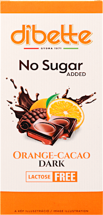 Narancsízű krémmel töltött étcsokoládé, laktózmentes Dibette