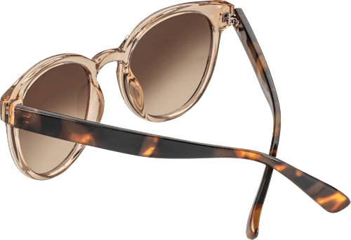 Sonnenbrille Erwachsene, cremefarbenes transparentes Gestell, braun getönte Gläser SUNDANCE