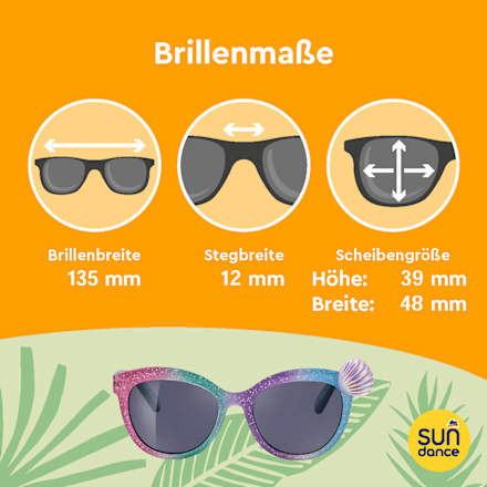 Sonnenbrille Kids, pastellfarbenes Gestell mit Glitzer & Muschel SUNDANCE