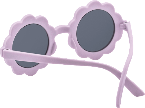 Sonnenbrille Kids, lilafarbenes Gestell in Blütenform, runde Gläser SUNDANCE