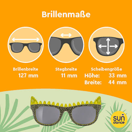 Sonnenbrille Kids, schwarz gelb mit Dino-Zacken SUNDANCE