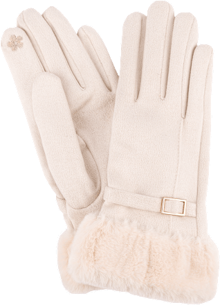 Zimske rukavice s krznom – bež toplo & meko