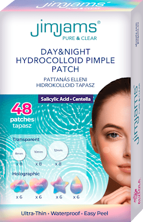 Nappali és éjszakai pattanás elleni hidrokolloid tapasz Pure & Clear JimJams