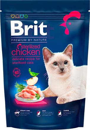 Granuly pre kastrované mačky Premium By Nature s kuracím mäsom Brit