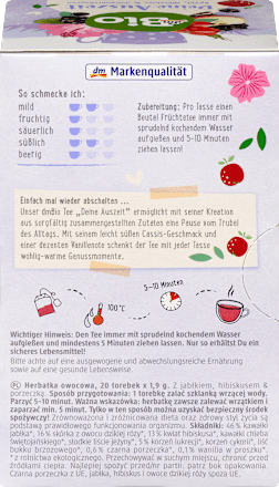 Ovocno-bylinný čaj Deine Auszeit jablko, ibištek & čierne ríbezle dmBio