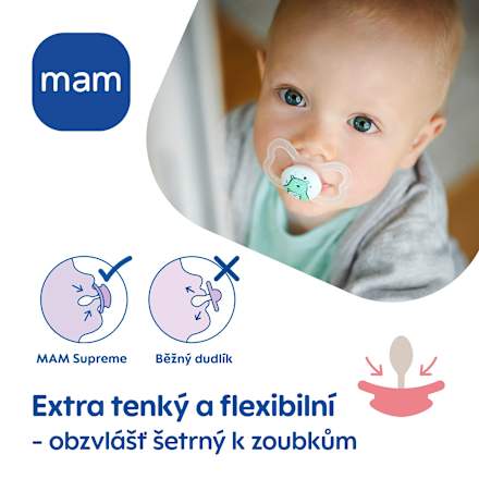 dudlík Supreme 6+m, béžový/zelený mam