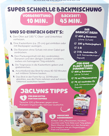 Backmischung Bluey Bananenbrot Hafer & Dinkel ab 3 Jahren pumpkin organics