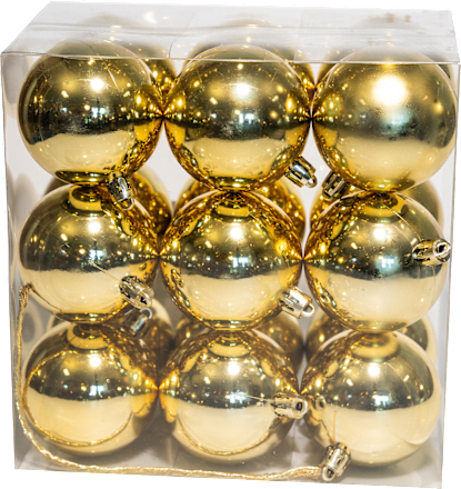 Globuri aurii din plastic pentru brad 58mm OTHMAR DECORATIONS