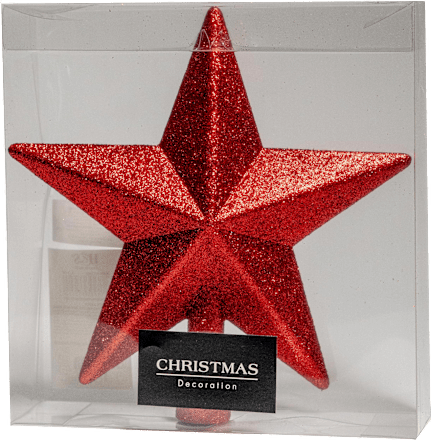 Stea roșie cu sclipici pentru vârful bradului KOOPMAN