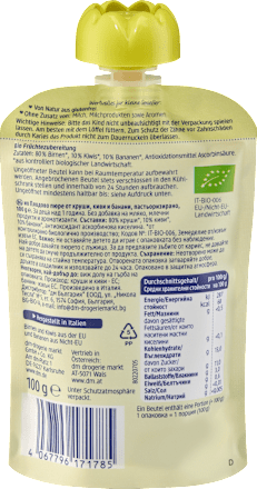 Quetschbeutel Kiwi & Banane, ab 1 Jahr babylove