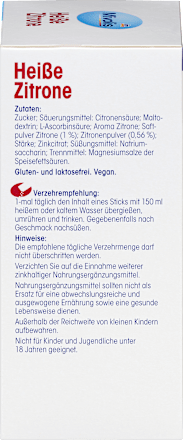 Étrend-kiegészítő forró italpor C-vitaminnal és cinkkel, citrom ízű, cukorral és édesítőszerrel, 20 tasak Mivolis