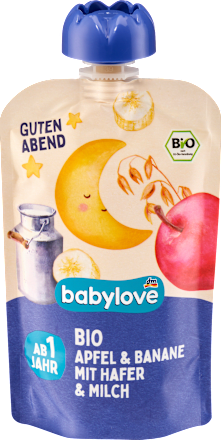 Sadna kašica za lahko noč jabolko, banana, oves in mleko, od 1. leta dalje babylove