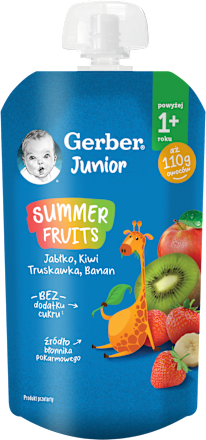 Mus jabłko, kiwi, truskawka, banan, Junior Summer Fruits po 1. roku Gerber