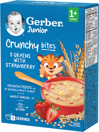 Kaszka 8 zbóż z truskawką, Junior Crunchy Bites po 1. roku Gerber