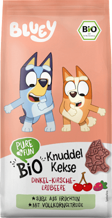 Kinderkekse Bluey Dinkel-Kirsche-Erdbeere ab 3 Jahren PURE & FUN