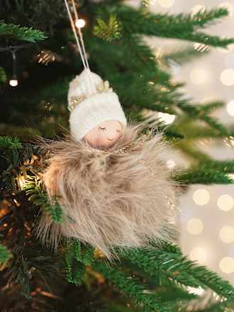 Ukras za bor – krznena kuglica anđeo ZOVAK
