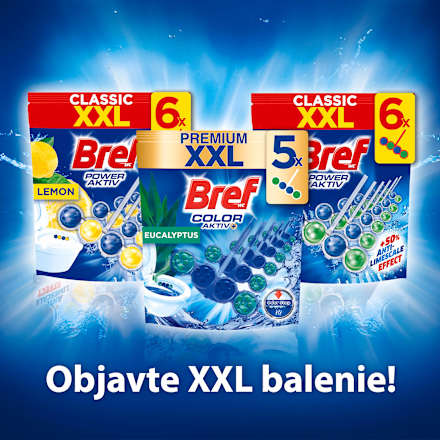 Tuhý WC blok Premium Color Aktiv+ Eucalyptus XXL Bref