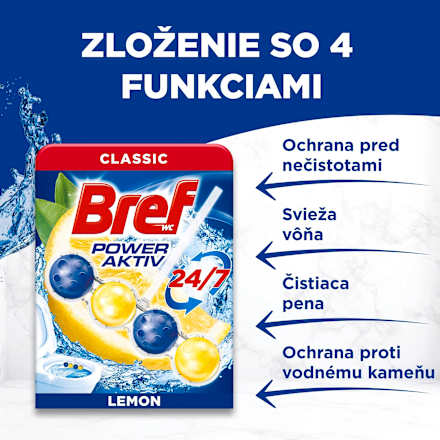Tuhý WC blok Classic Power Aktiv Lemon XXL Bref