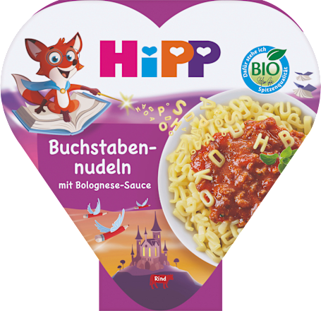 Kinderteller Buchstabennudeln mit Bolognese-Sauce  ab 1 Jahr HiPP