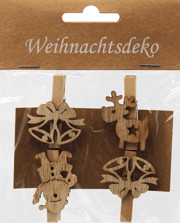 Holzklammern mit weihnachtlichen Motiven KUWOPA