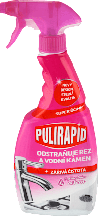 čisticí prostředek ve spreji na rez a vodní kámen s přírodním octem Pulirapid