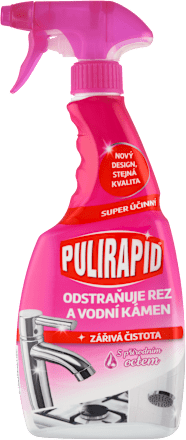 čisticí prostředek ve spreji na rez a vodní kámen s přírodním octem Pulirapid
