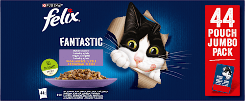 Fantastic kapsičky pro kočky Mixovaný výběr, Jumbopack 44x85g Felix