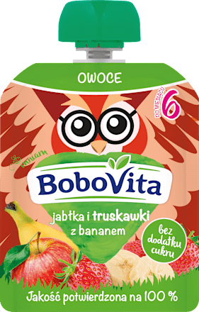 Mus jabłko truskawka banan po 6 miesiącu  Bobovita