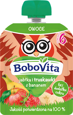 Mus jabłko truskawka banan po 6 miesiącu  Bobovita