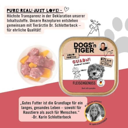 Nassfutter Hund mit Rind & Kürbis, Guadn! DOGS'n TIGER