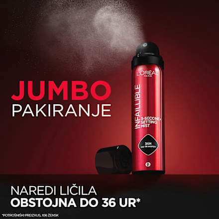 Sprej za fiksiranje ličil Infaillible 3-second Setting Mist, večje pakiranje L'ORÉAL PARiS