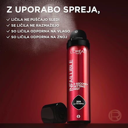 Sprej za fiksiranje ličil Infaillible 3-second Setting Mist, večje pakiranje L'ORÉAL PARiS