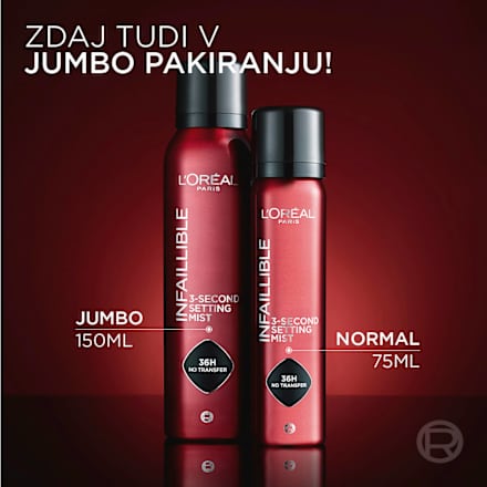 Sprej za fiksiranje ličil Infaillible 3-second Setting Mist, večje pakiranje L'ORÉAL PARiS