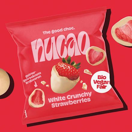 Trockenfrüchte, White Crunchy Strawberries, Erdbeeren mit Schokolade nucao